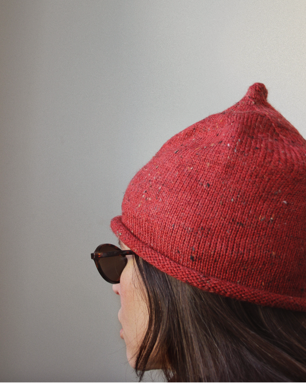Speckled Tweed Teletubby Hat in Brick Red