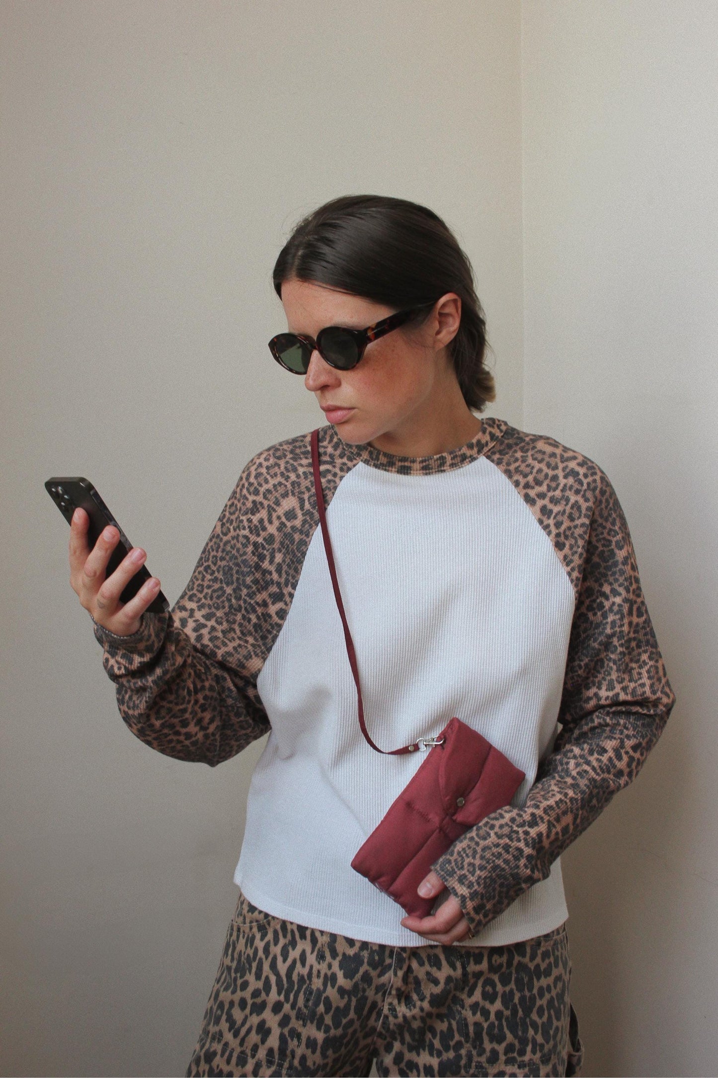 Pillow Puffer Phone pouch in Burgundy, Puffy Crossbody Phone Bag,Waterproof Padded Case with Strap,Hands-Free Pouch,Travel Gift for Her