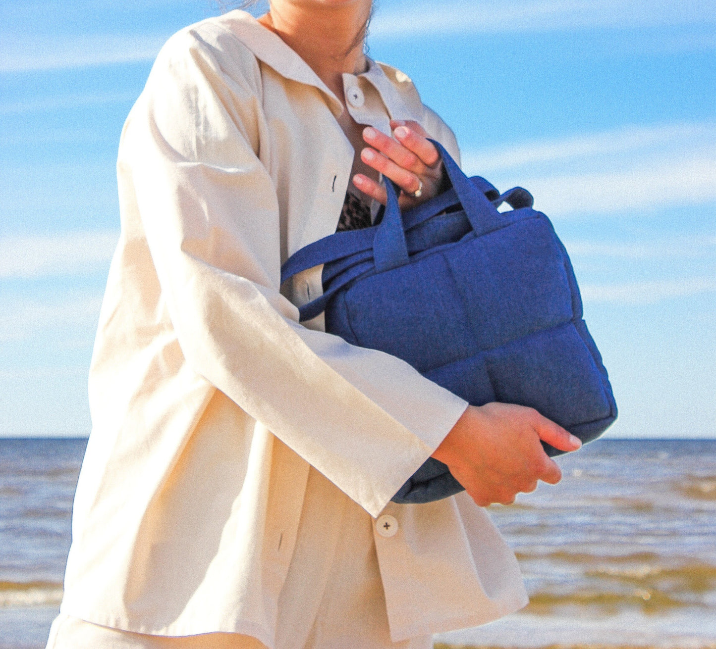 Mini Pillow Puffer Denim Essential bag