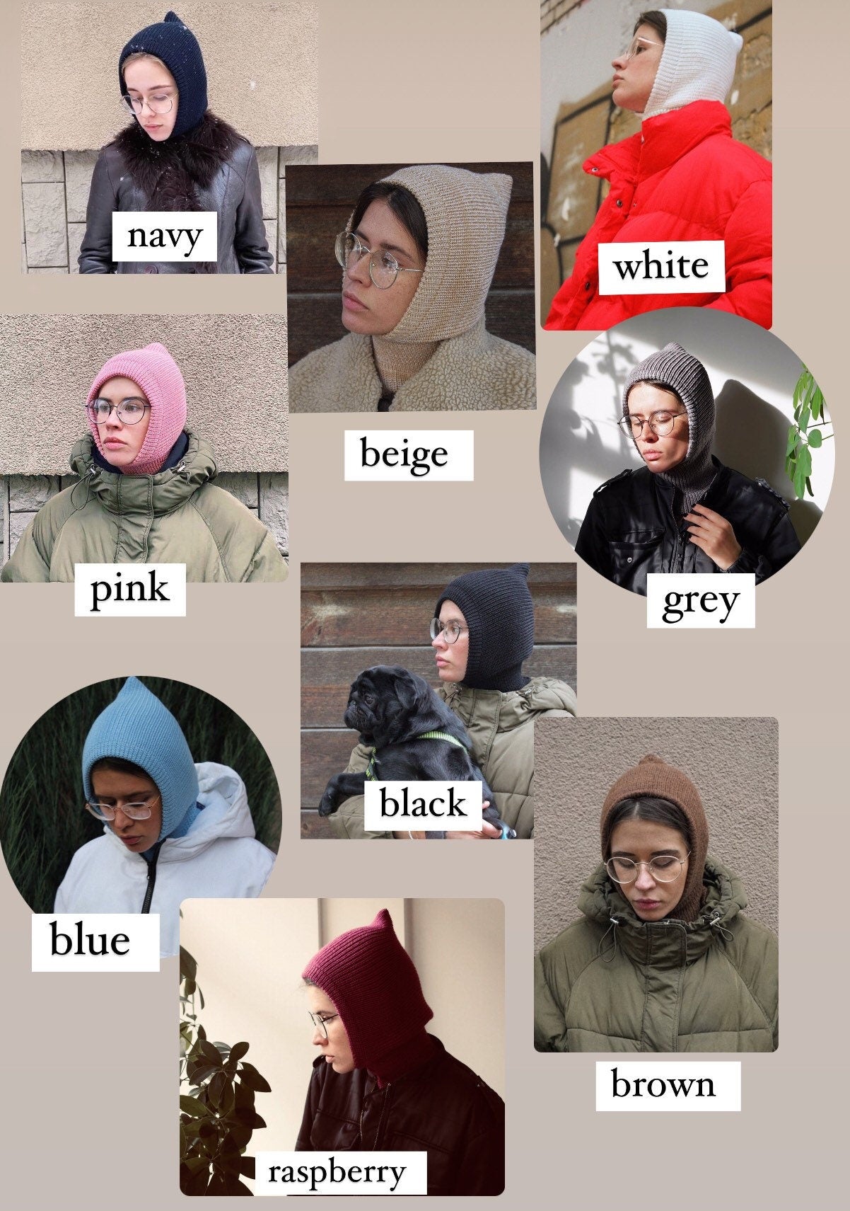 Balaclava Woolen hat in brown for kids