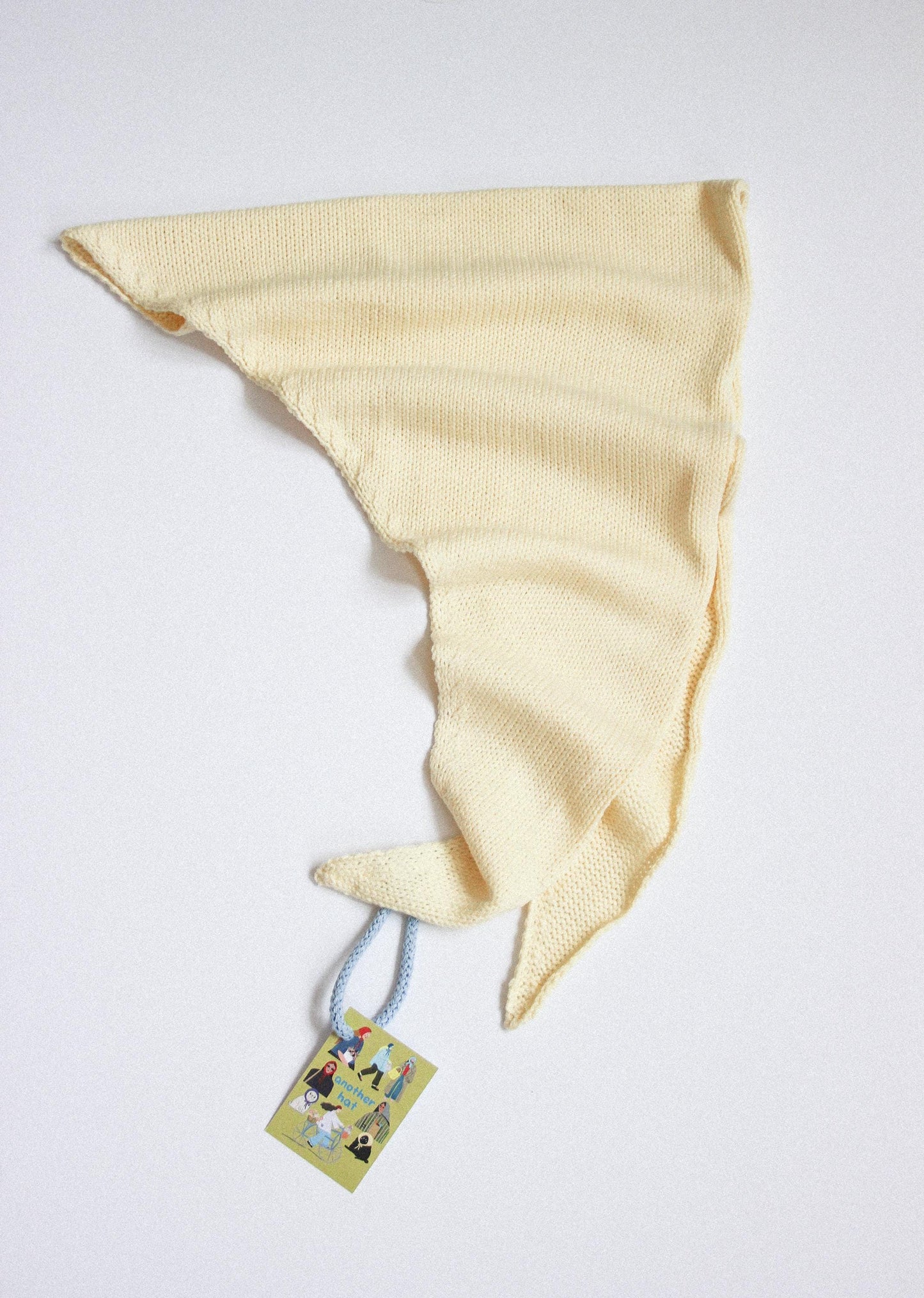 Hand - knitted Spring Headscarf in Buttermilk Yellow