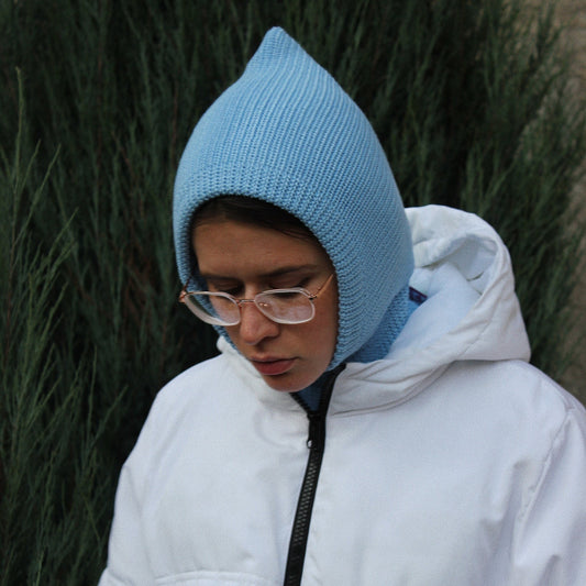 Merino Wool Balaclava in Baby Blue