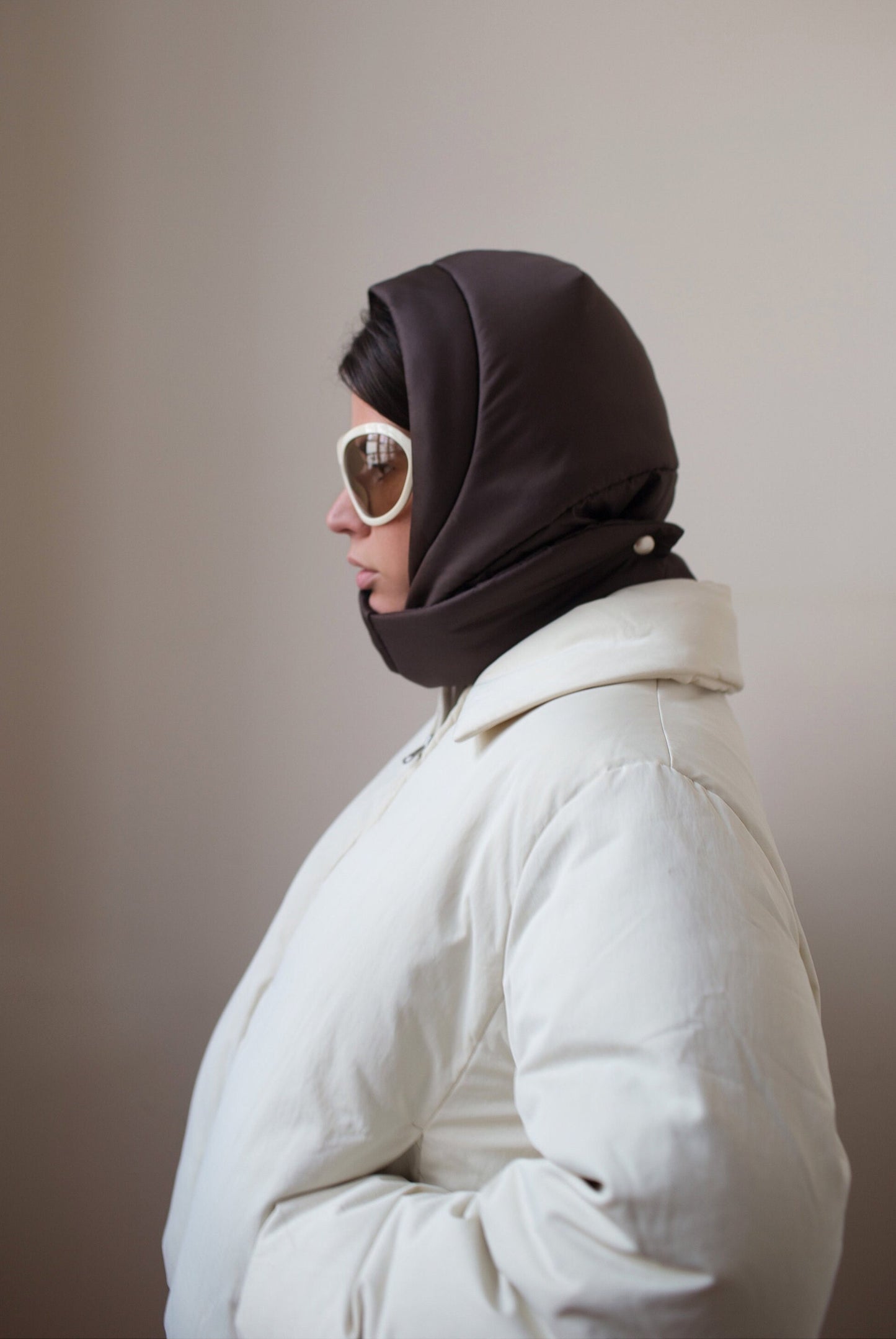 Pillow Puffer Headscarf - Balaclava in Brown