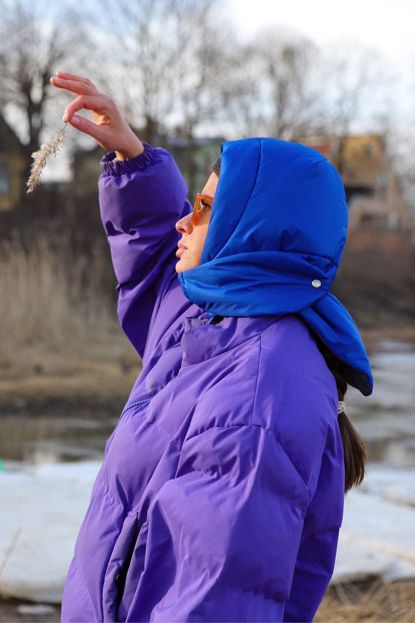 Pillow Puffer Headscarf - Balaclava in Blue