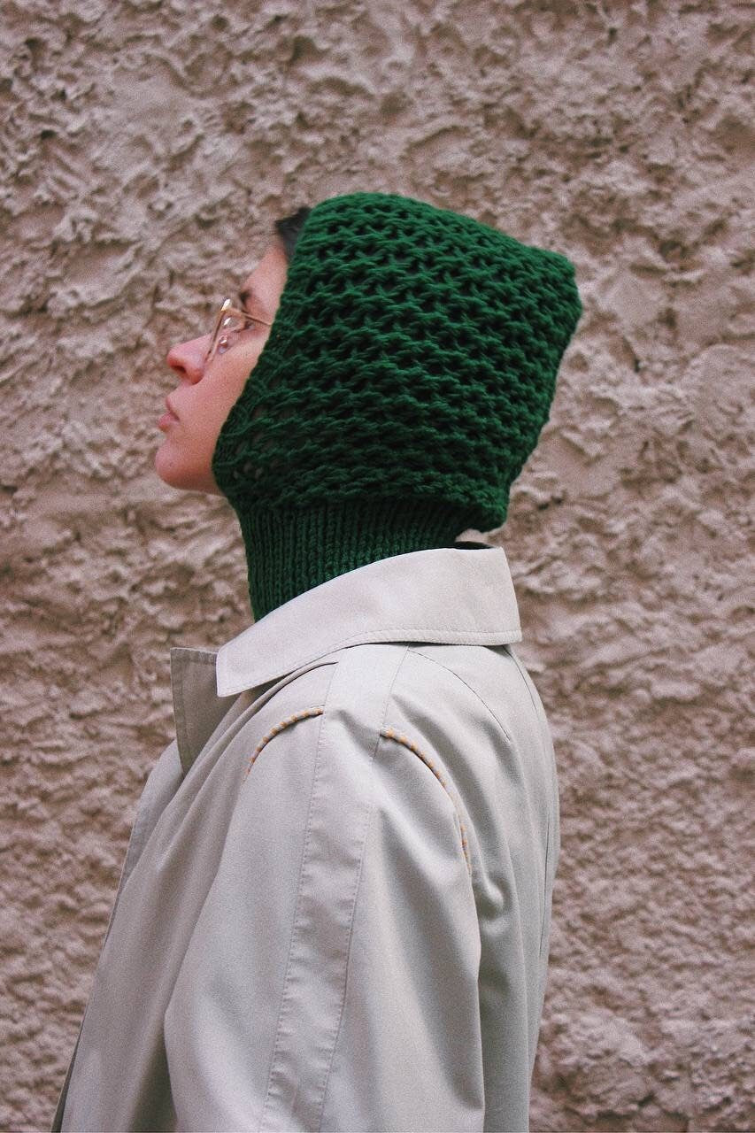 Demi-season balaclava hat in green ,mango socky balaclava knit beanie,knit helmet,knit hat,crochet balaclava, knitted hood