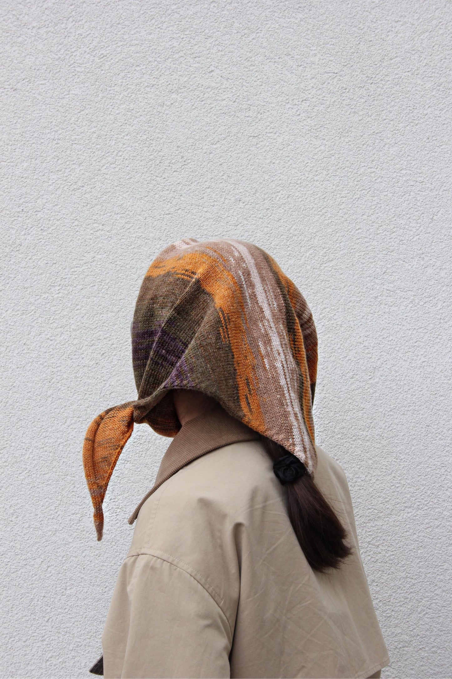 Hand - knitted Random Mustard Headscarf