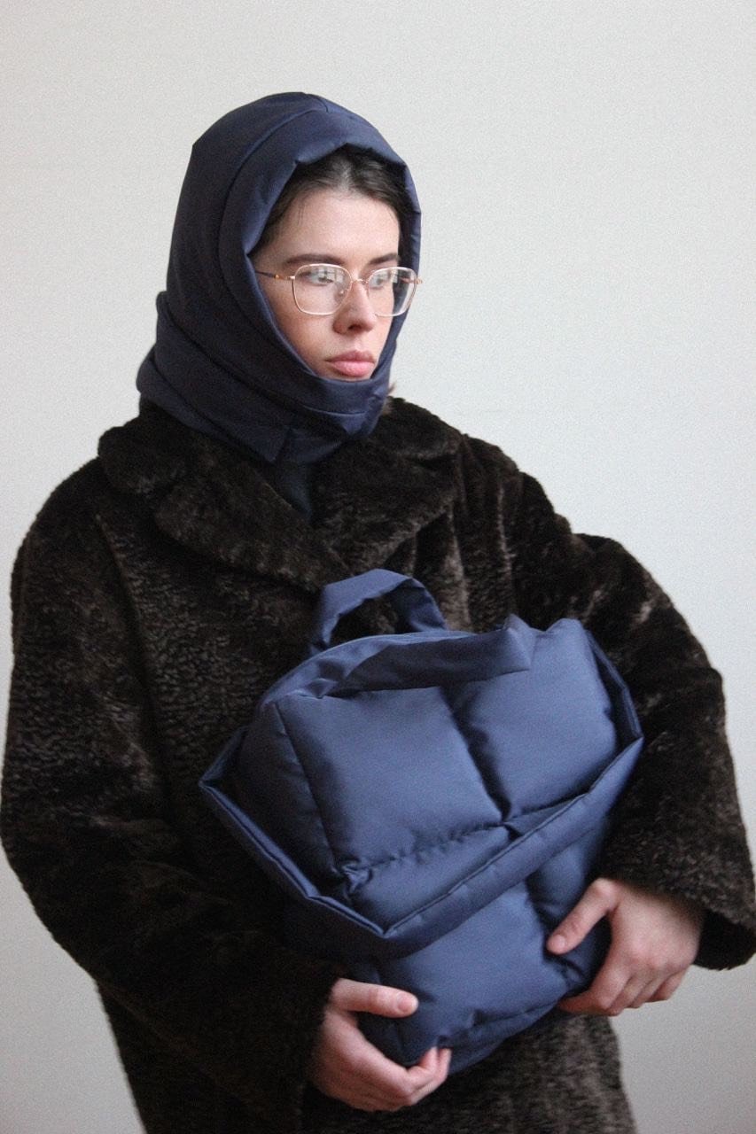 Pillow Puffer Headscarf - Balaclava in Navy