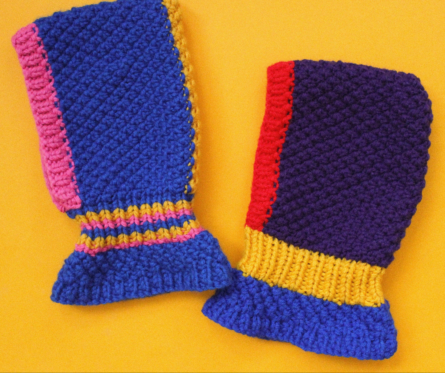 Chunky Woolen Balaclava in Multi Blue