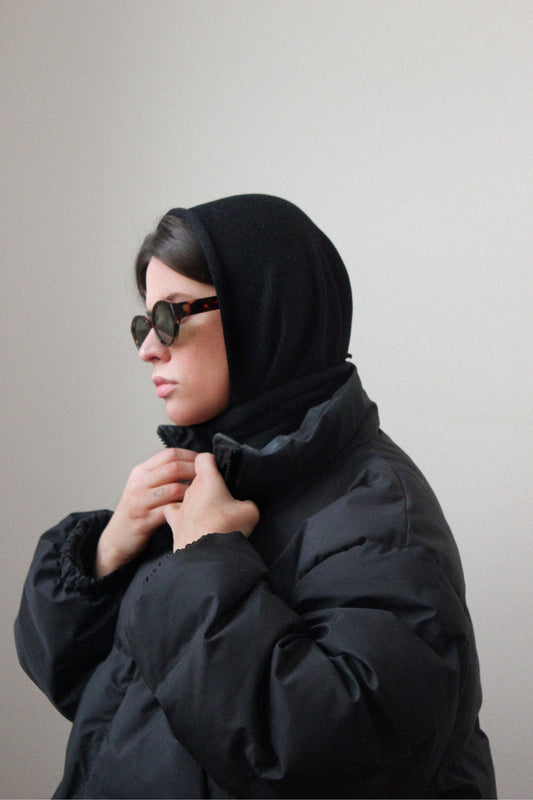 Hand - knitted Headscarf in Black