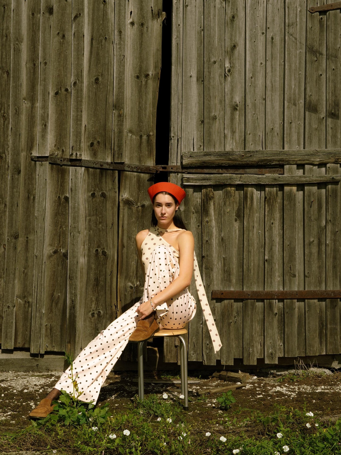 Premium Cotton Marin Pillbox in Hot Red