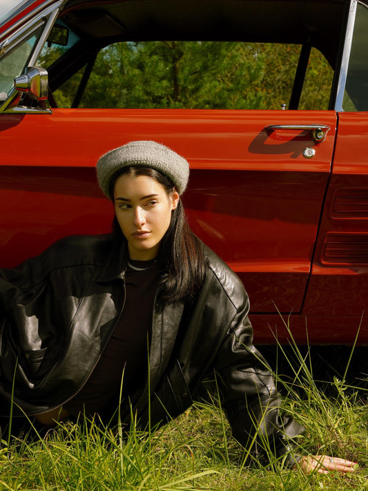 Crochet Premium Mohair Marine Pilbox in Grey Melange