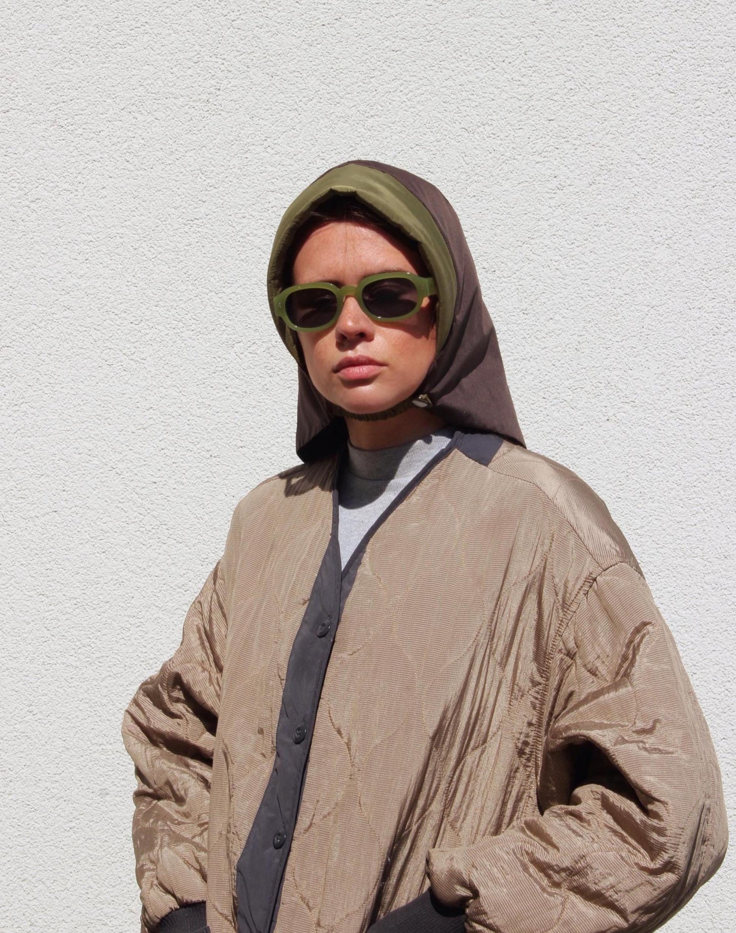 Rain Headscarf in Khaki & Brown
