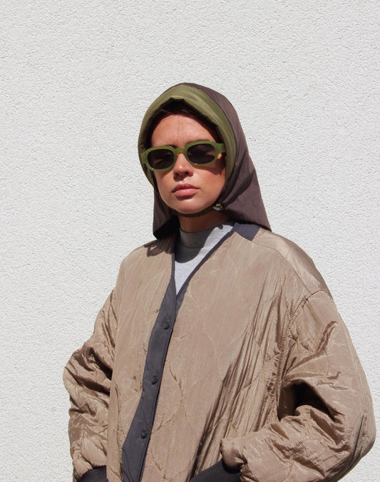 Rain Headscarf in Khaki & Brown