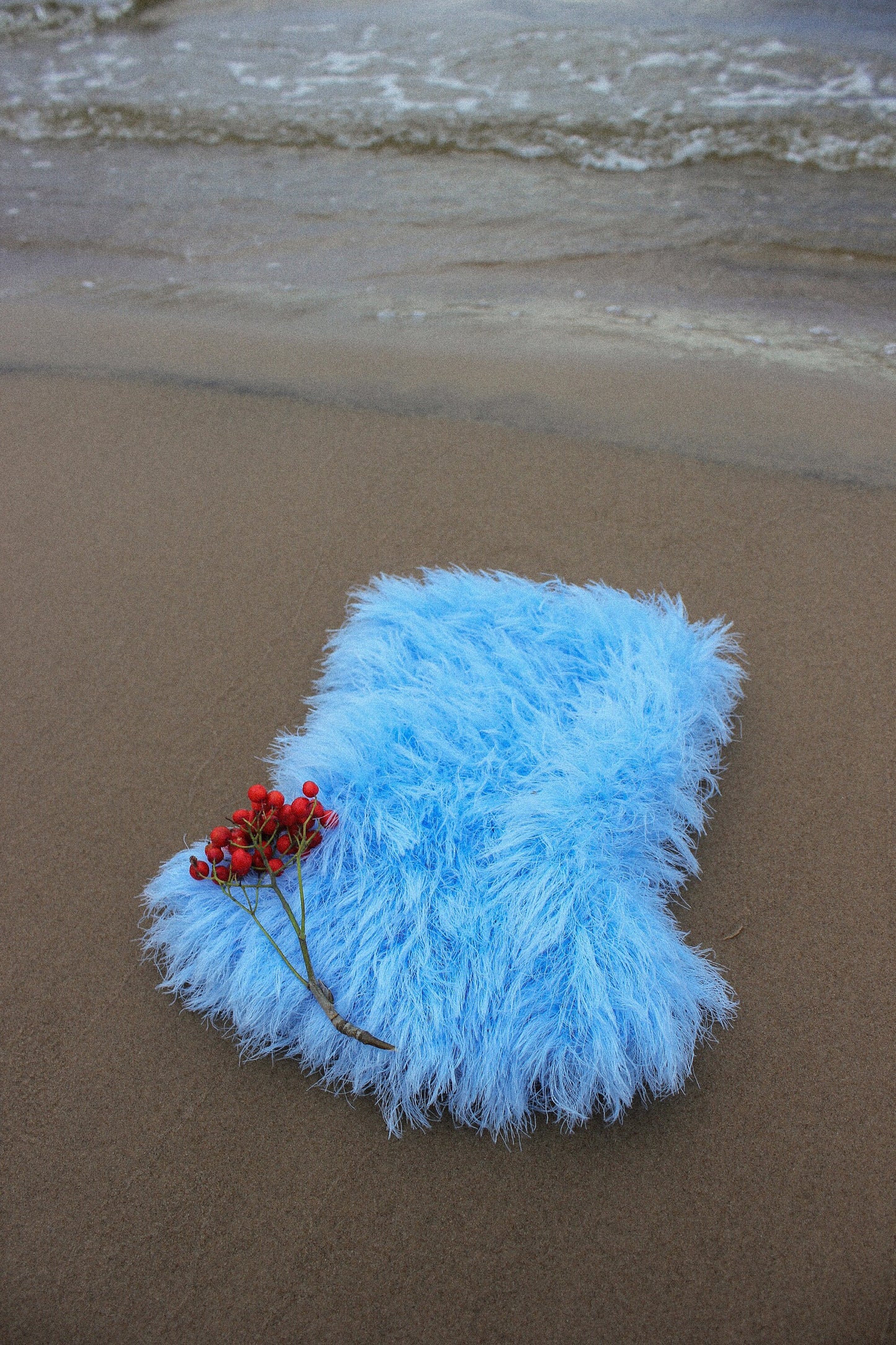 Fuzzy Yeti Faux Fur balaclava hat in azure blue