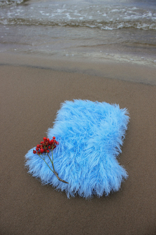 Fuzzy Yeti Faux Fur balaclava hat in azure blue