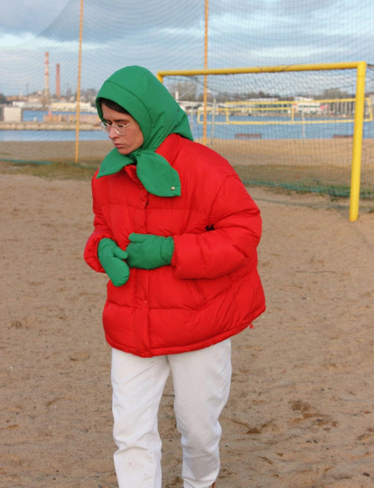 Pillow Puffer Headscarf - Balaclava in Green