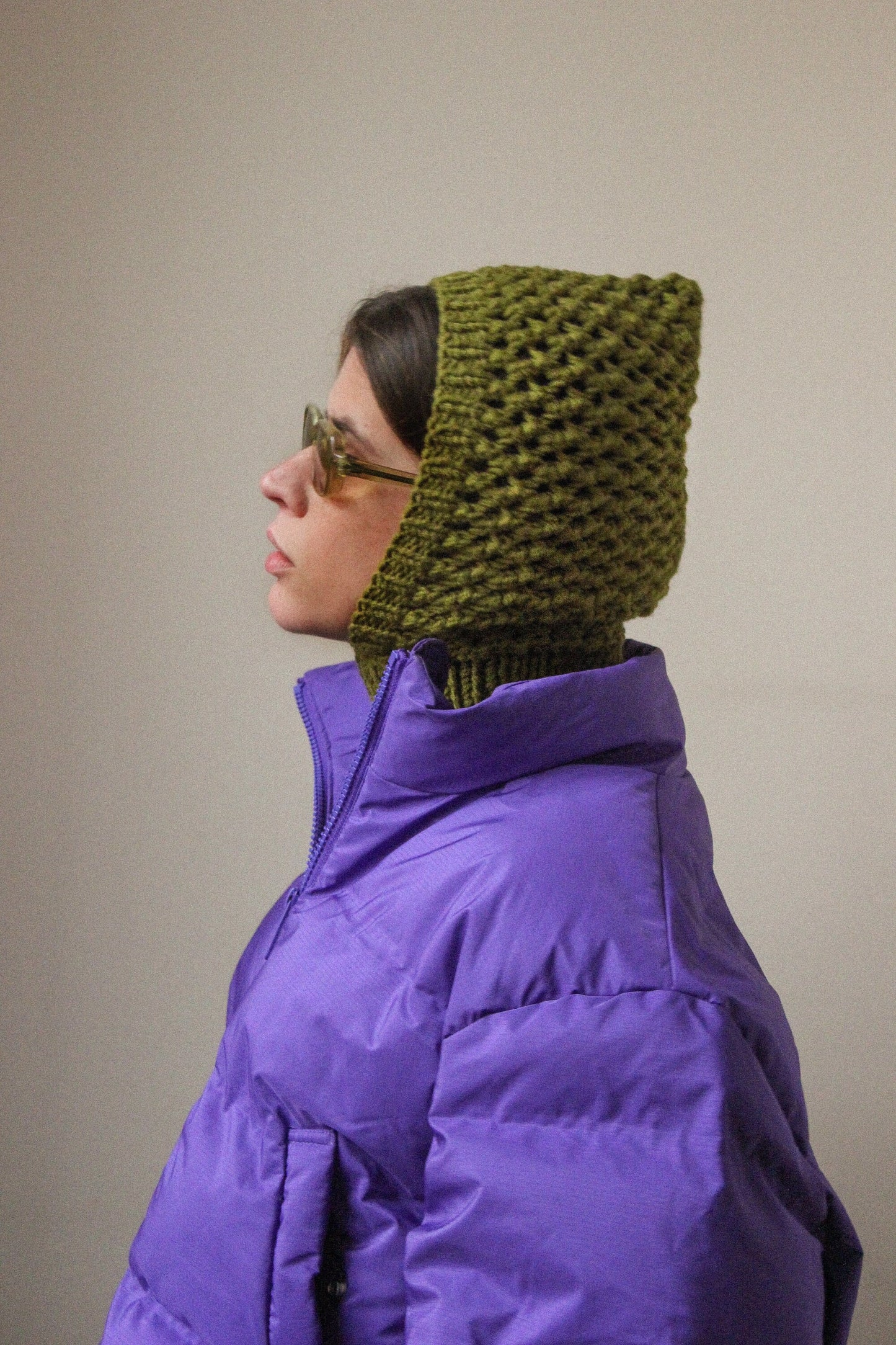 Demi - season balaclava hat in khaki green; mango socky balaclava knit beanie,knit helmet,knit hat,crochet balaclava