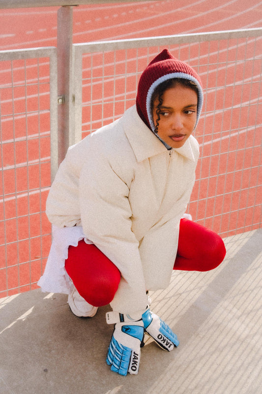 Merino Wool Balaclava in Burgundy & Baby Blue