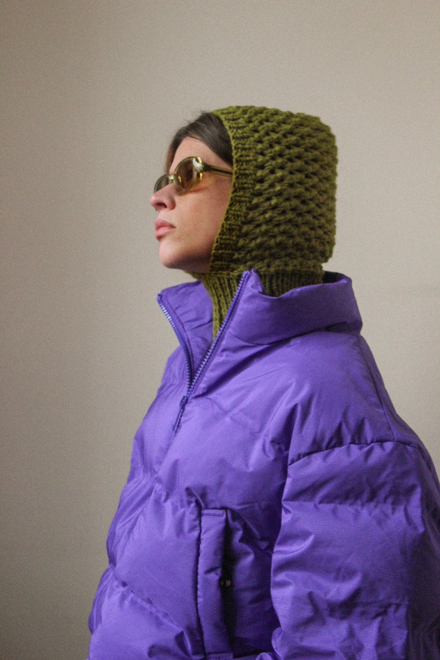 Demi - season balaclava hat in khaki green; mango socky balaclava knit beanie,knit helmet,knit hat,crochet balaclava