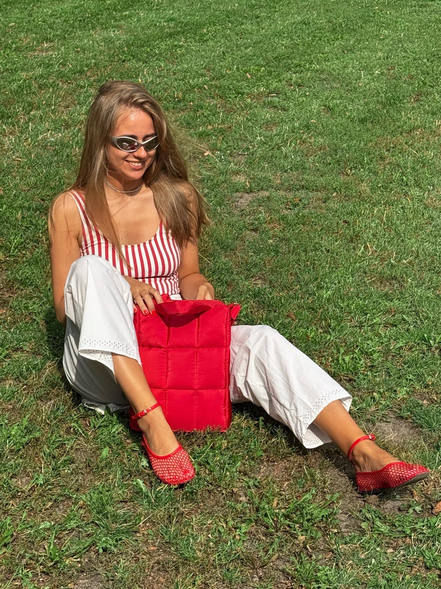 Pillow Puffer Laptop Bag in Red