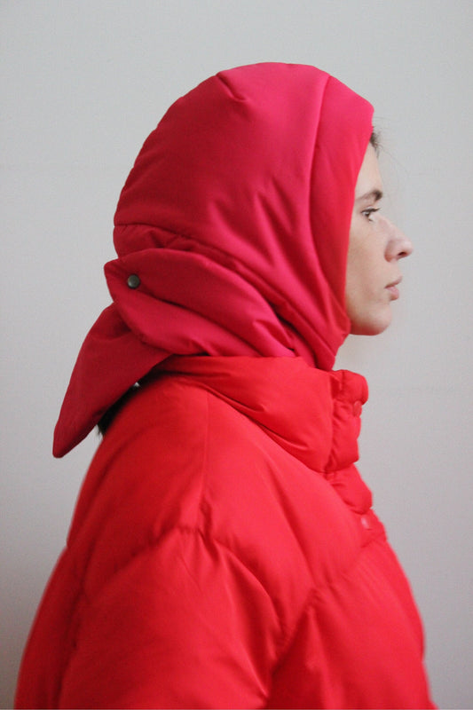 Pillow Puffer Headscarf - Balaclava in Red