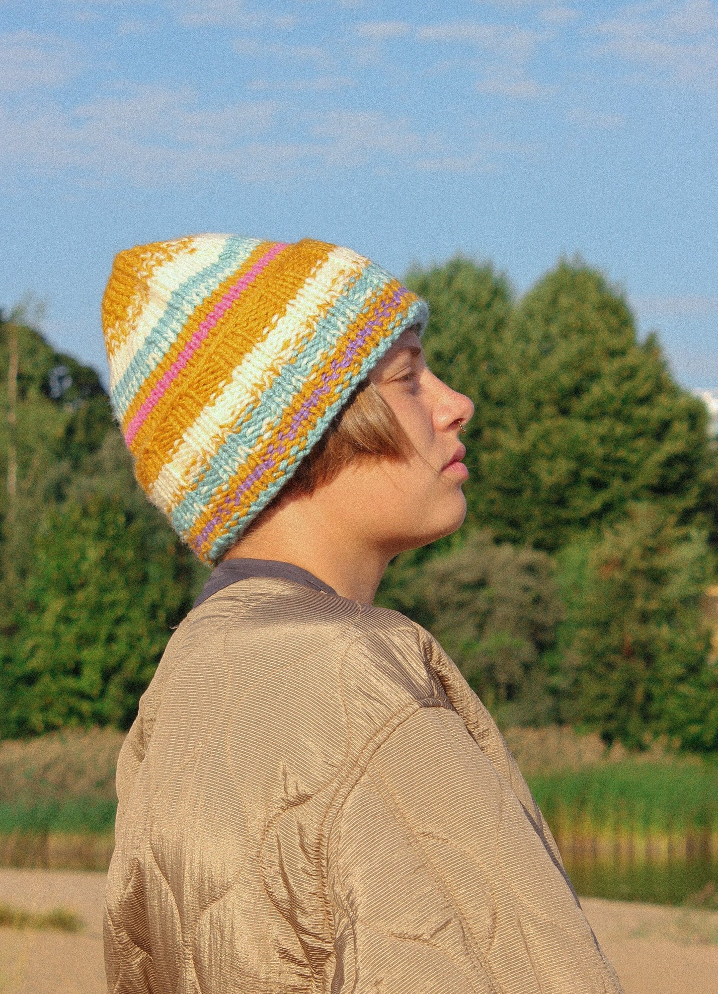 Woolen Multi Striped Beanie