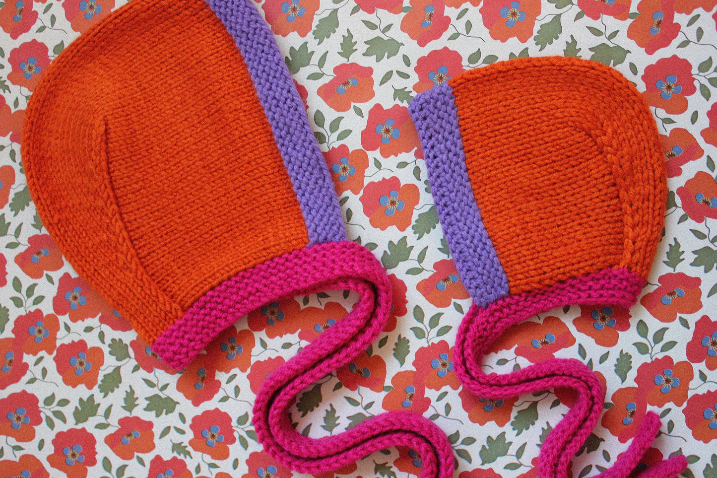 Mom + Baby Hand - Knitted Multi Chunky Bonnet Combo Matching Set