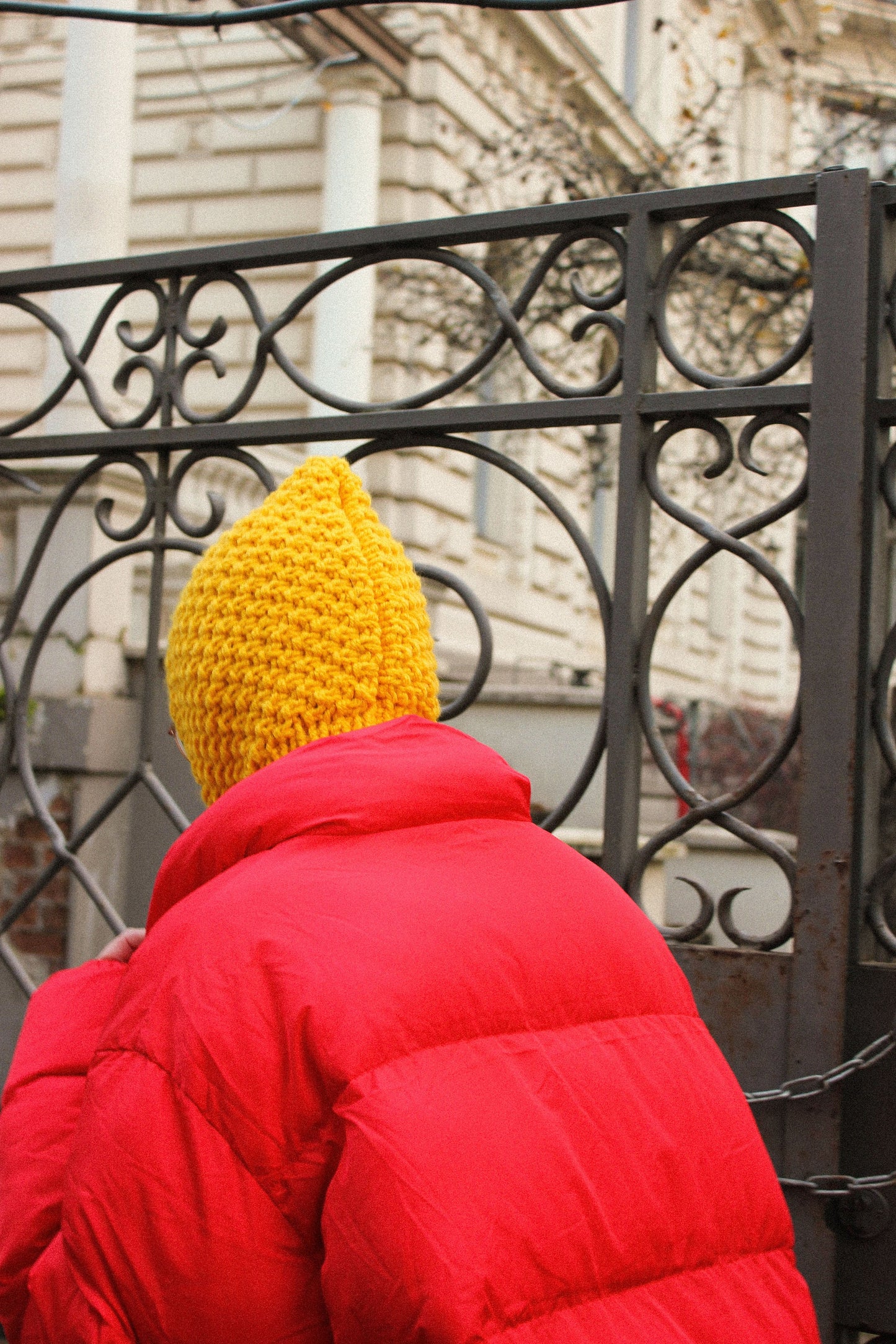 Balaclava Woolen hat in yellow yolk,mango socky balaclava knit beanie,knit helmet,knit hat,crochet balaclava, knitted hood