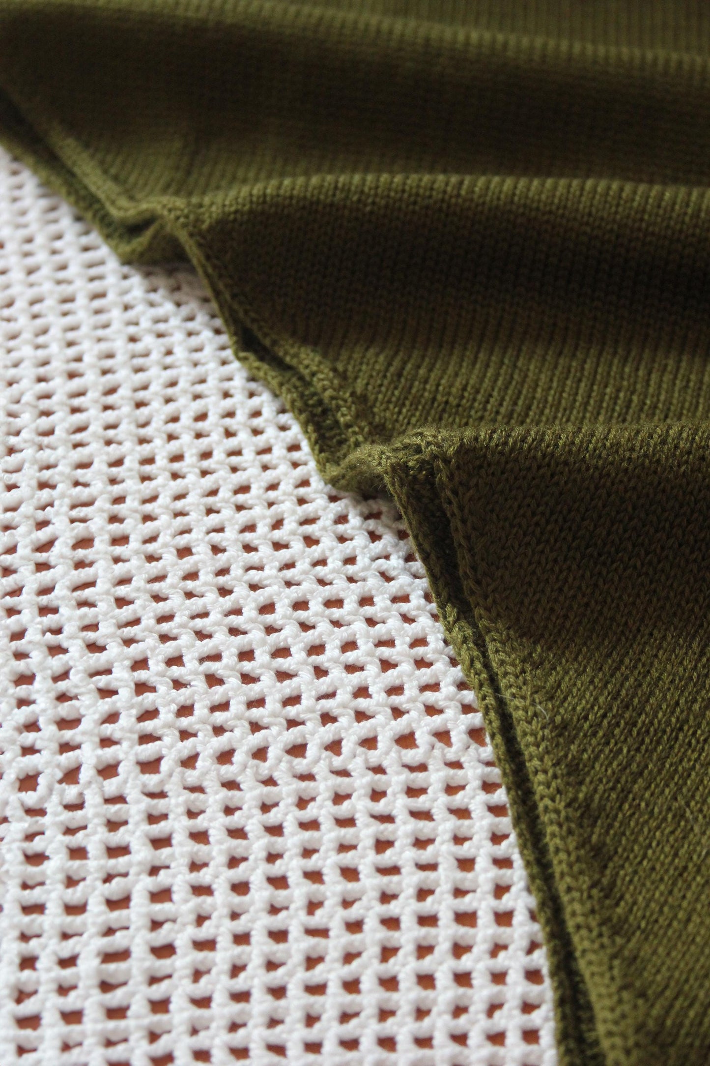 Hand - knitted Headscarf in Khaki Green