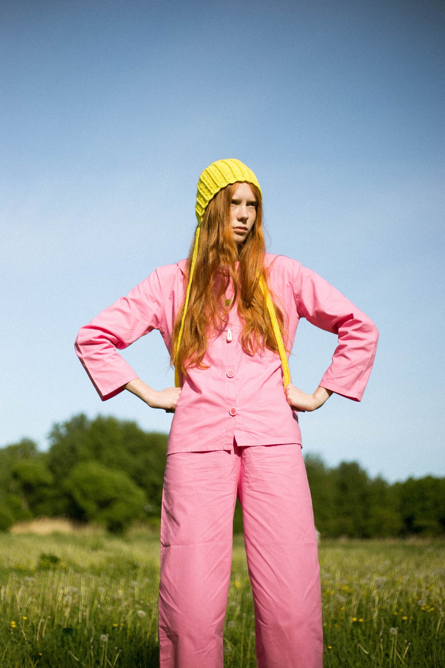 Adult Cotton Crochet Bow Tie Bonnet in Yellow