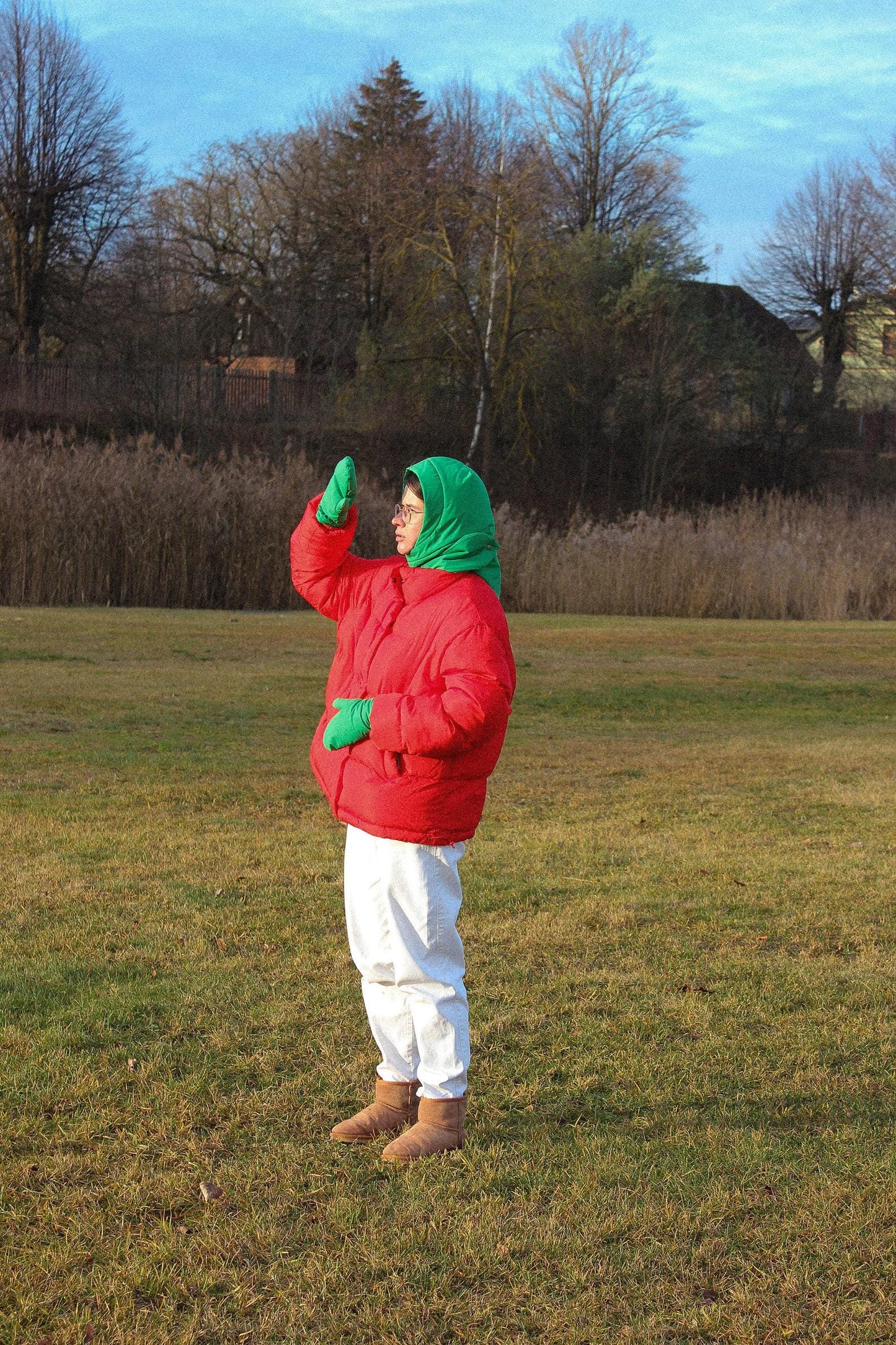 Pillow Puffer Headscarf - Balaclava in Green
