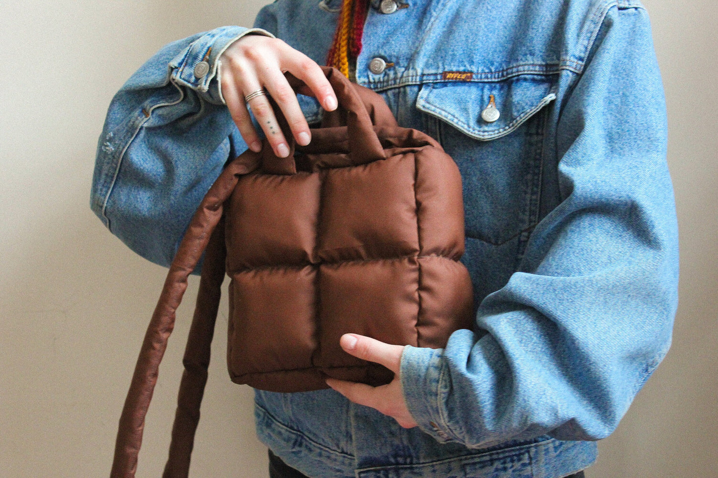Mini Pillow Puffer Essential bag in Brown