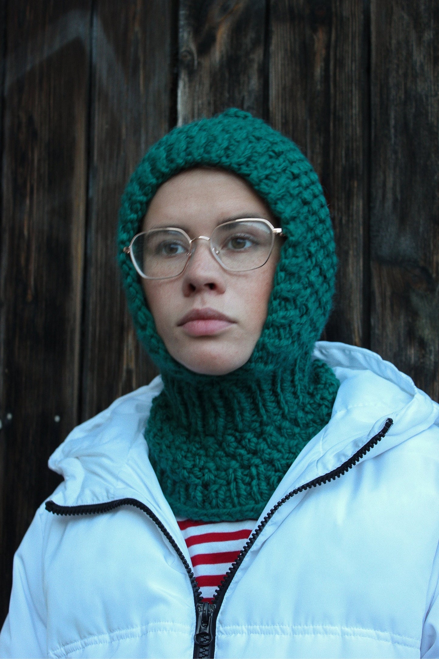 Balaclava Woolen hat in emerald green,mango socky balaclava knit beanie,knit helmet,knit hat,crochet balaclava, knitted hood