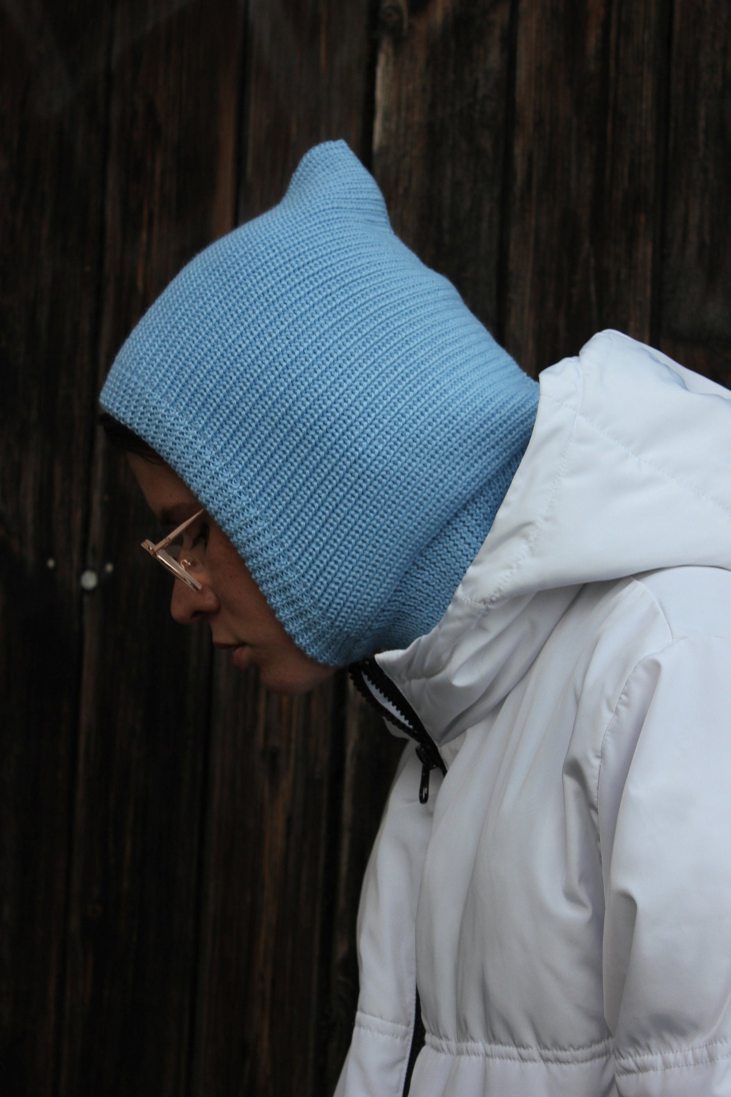 Merino Wool Balaclava in Baby Blue
