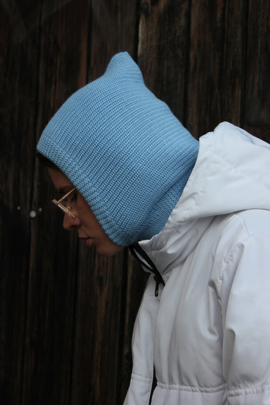 Merino Wool Balaclava in Baby Blue