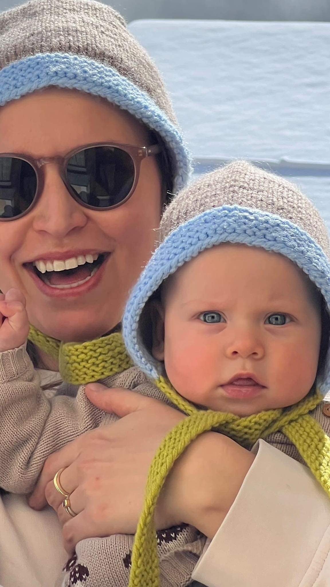 Mom + Baby Hand - Knitted Chunky Bonnet Combo Matching Set