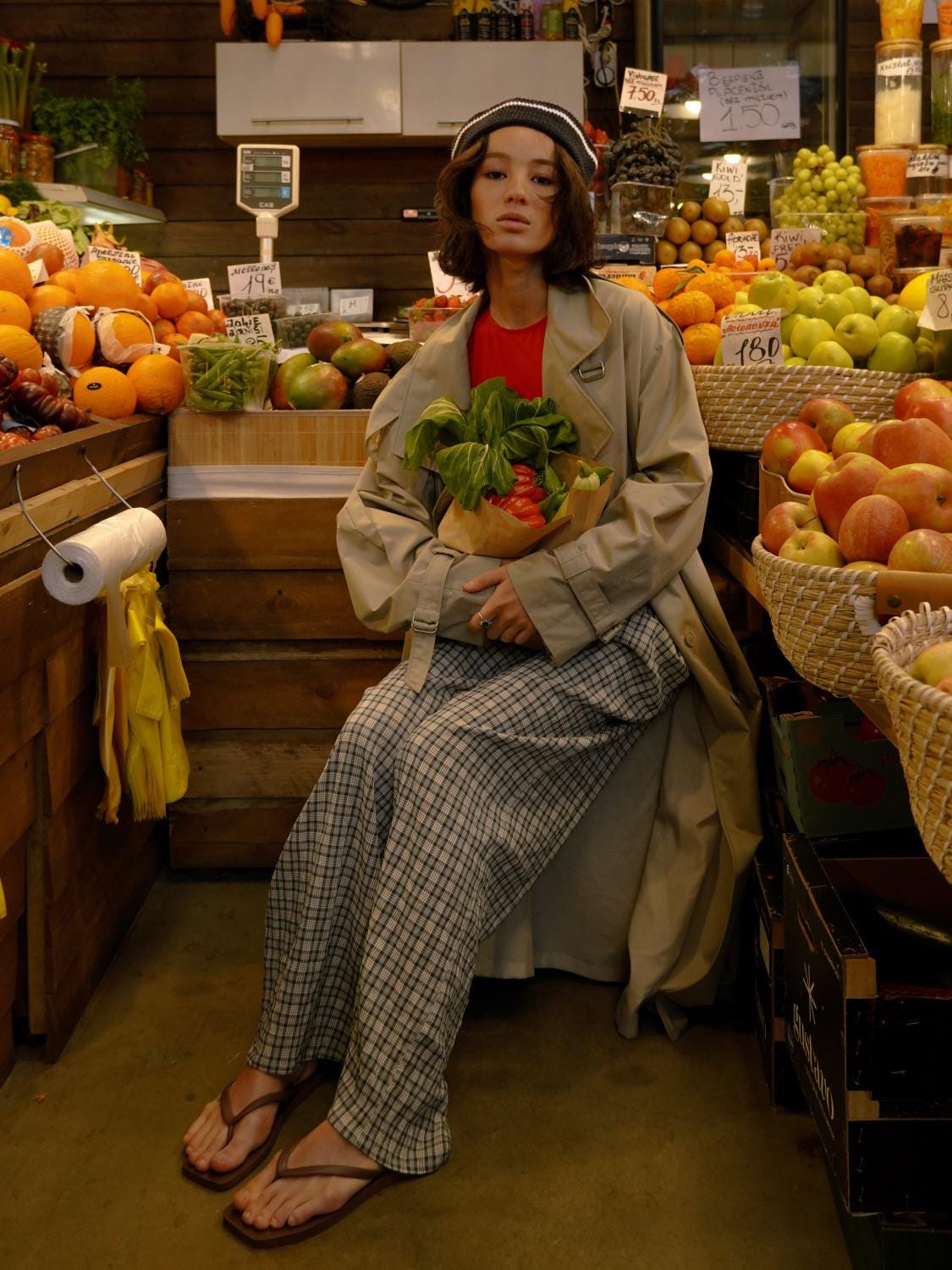 Crochet Premium Cotton Striped Marin Hat in Navy & White