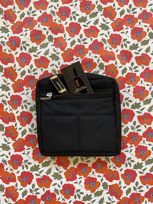 Pillow Puffer Vanity Bag in Black, Quilted Vanity Bag, Zipper Cosmetic Bag, Toiletry Bag, travel accessories key glasses bag, small pouch