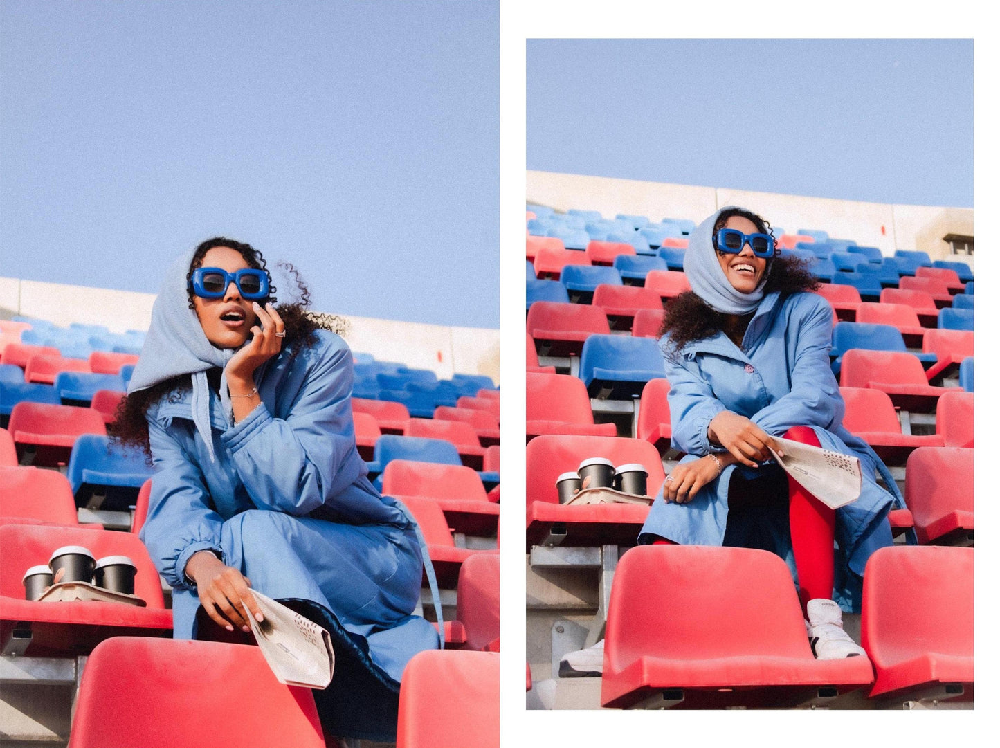 Hand - knitted Headscarf in Baby blue