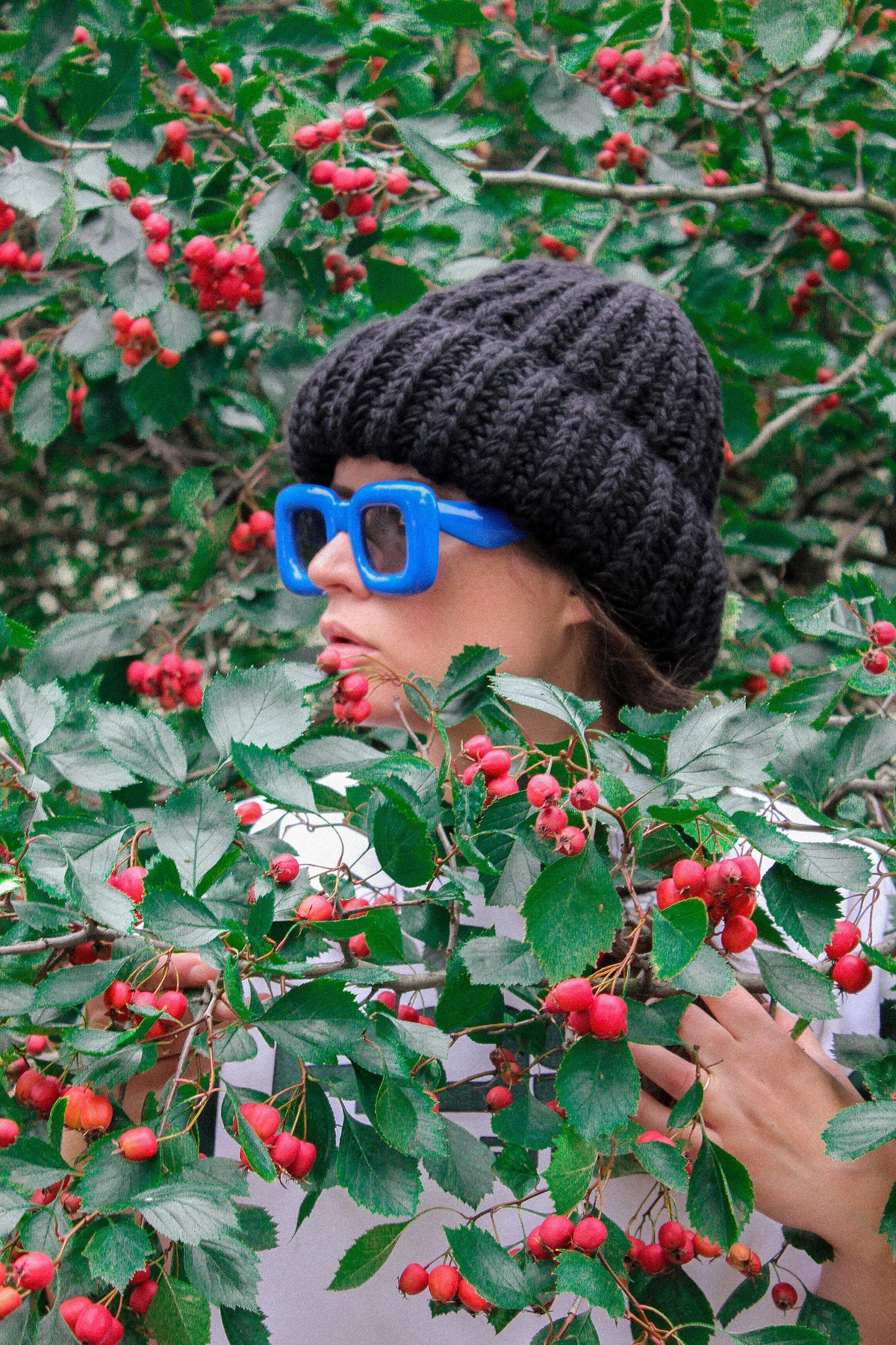 Woolen Super Chunky beanie hat in Black