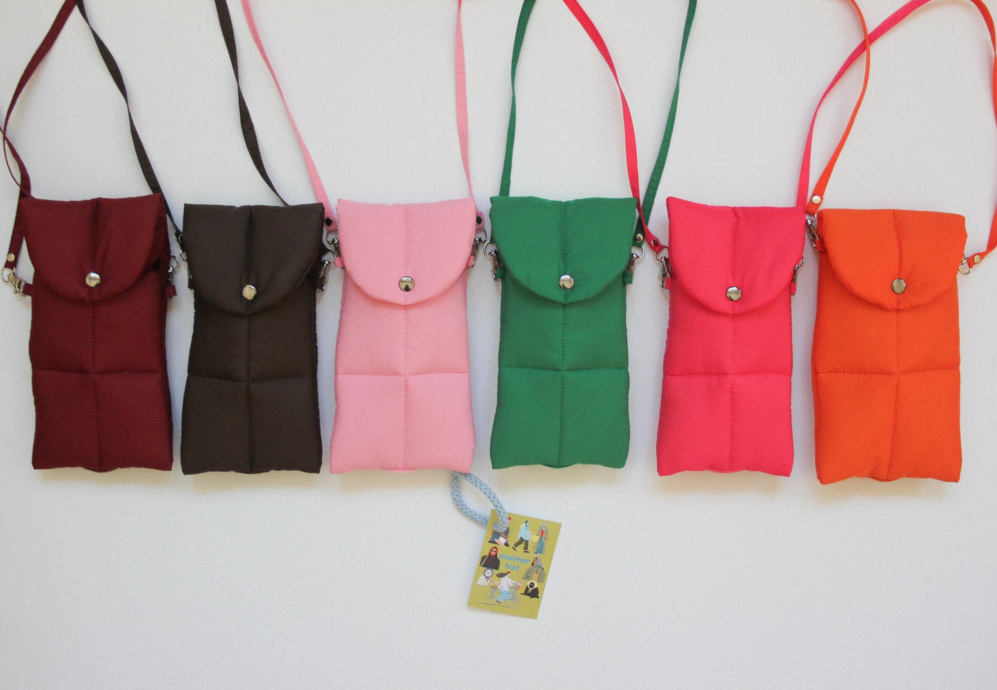 Pillow Puffer Phone pouch in Orange, Puffy Crossbody Phone Bag,Waterproof Padded Case with Strap,Hands-Free Pouch,Travel Gift for Her