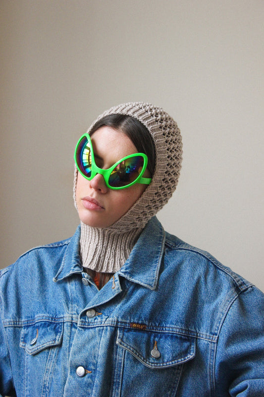 Demi - season balaclava hat in camel beige; sand beige, mango socky balaclava knit beanie,knit helmet,knit hat,crochet balaclava