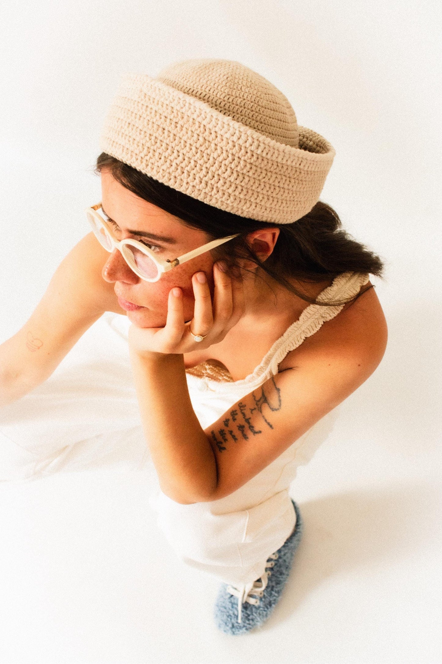 Crochet Premium Cotton  Marin Hat in Sand Beige