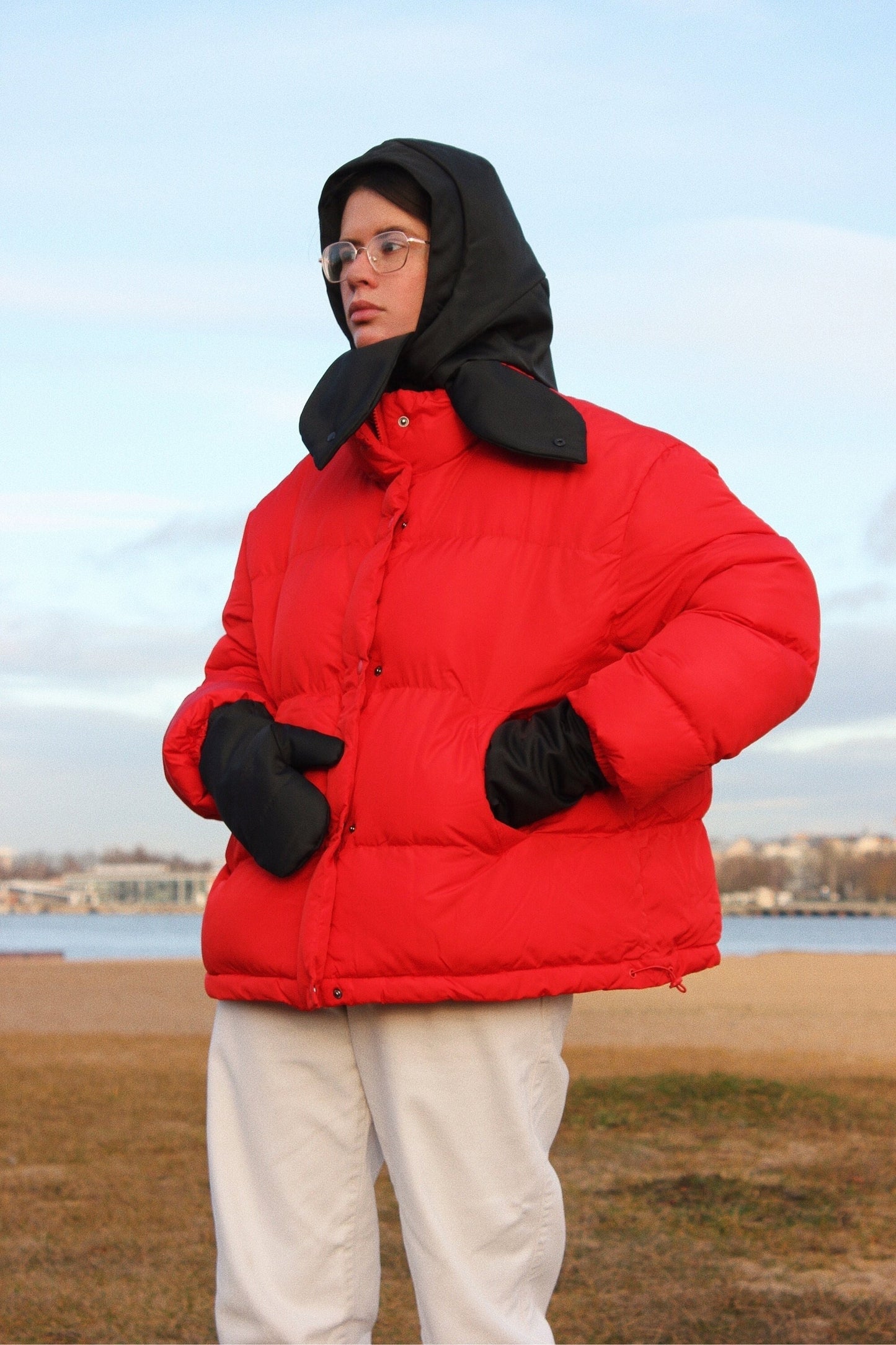 Pillow Puffer Headscarf - Balaclava in Black