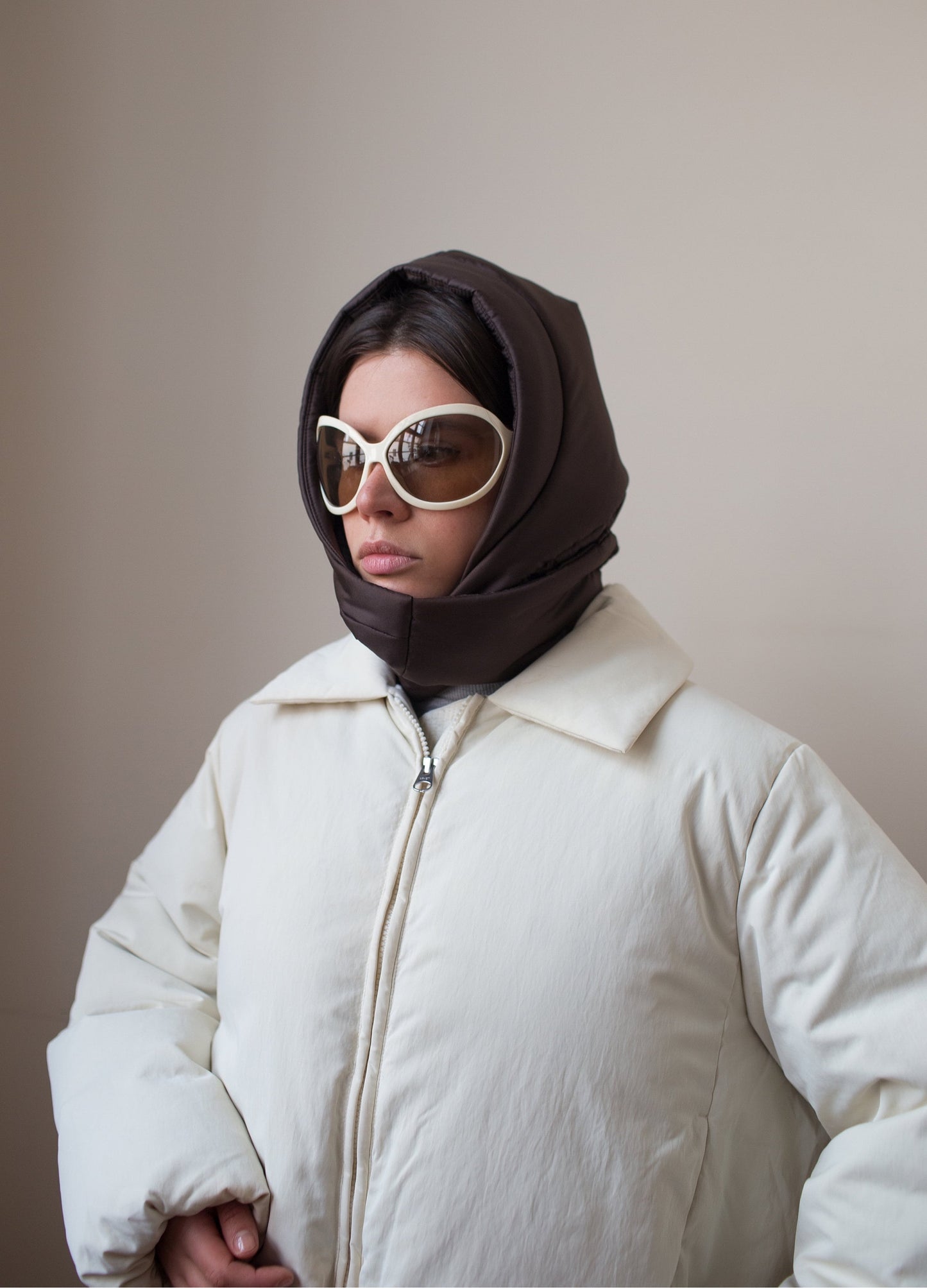 Pillow Puffer Headscarf - Balaclava in Brown