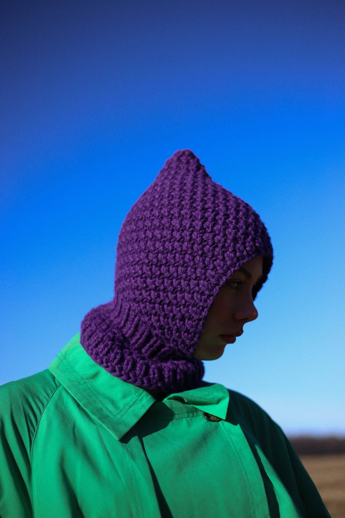 Chunky Woolen Balaclava in Purple