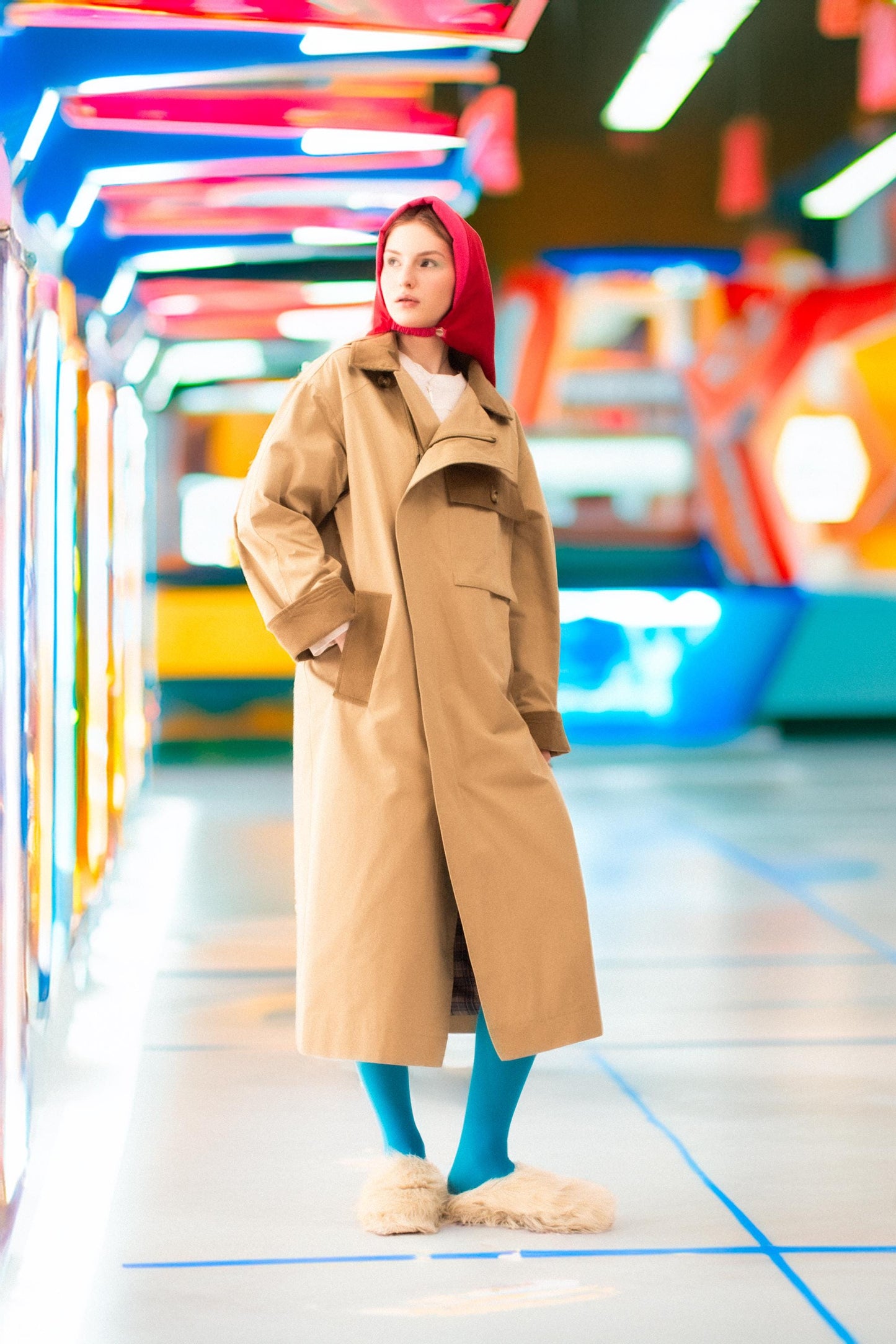 Rain Headscarf in Red & Hot Pink