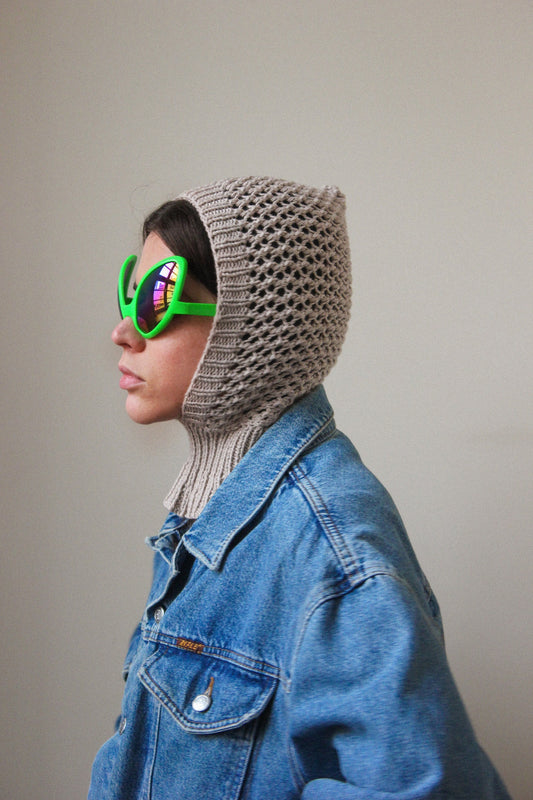 Demi - season balaclava hat in camel beige; sand beige, mango socky balaclava knit beanie,knit helmet,knit hat,crochet balaclava