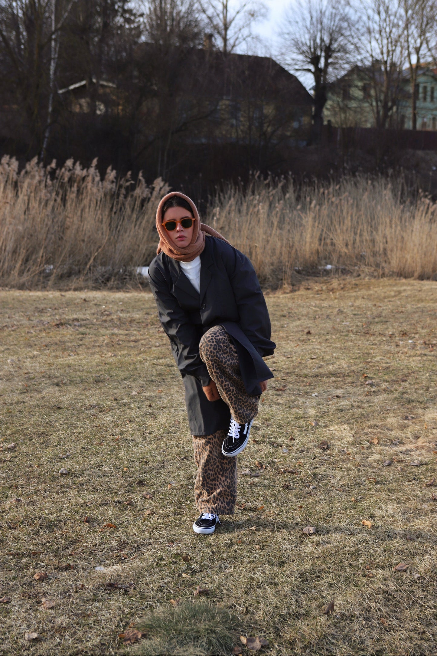 Hand - knitted Oversized Mohair Headscarf in Soft Caramel