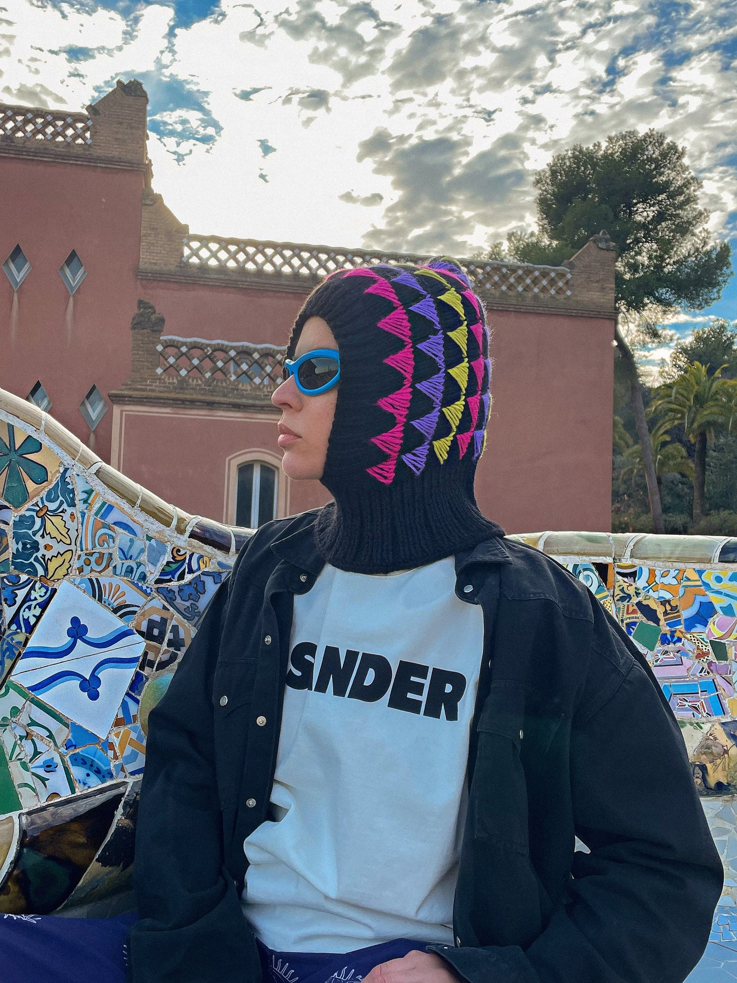 Multi Triangles Merino Wool Balaclava